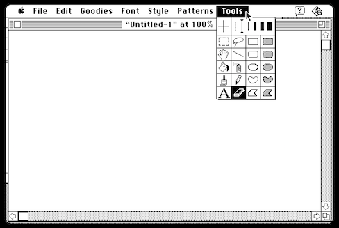 Internet ArchiveのMacintoshエミュレータで動作するMacPaint